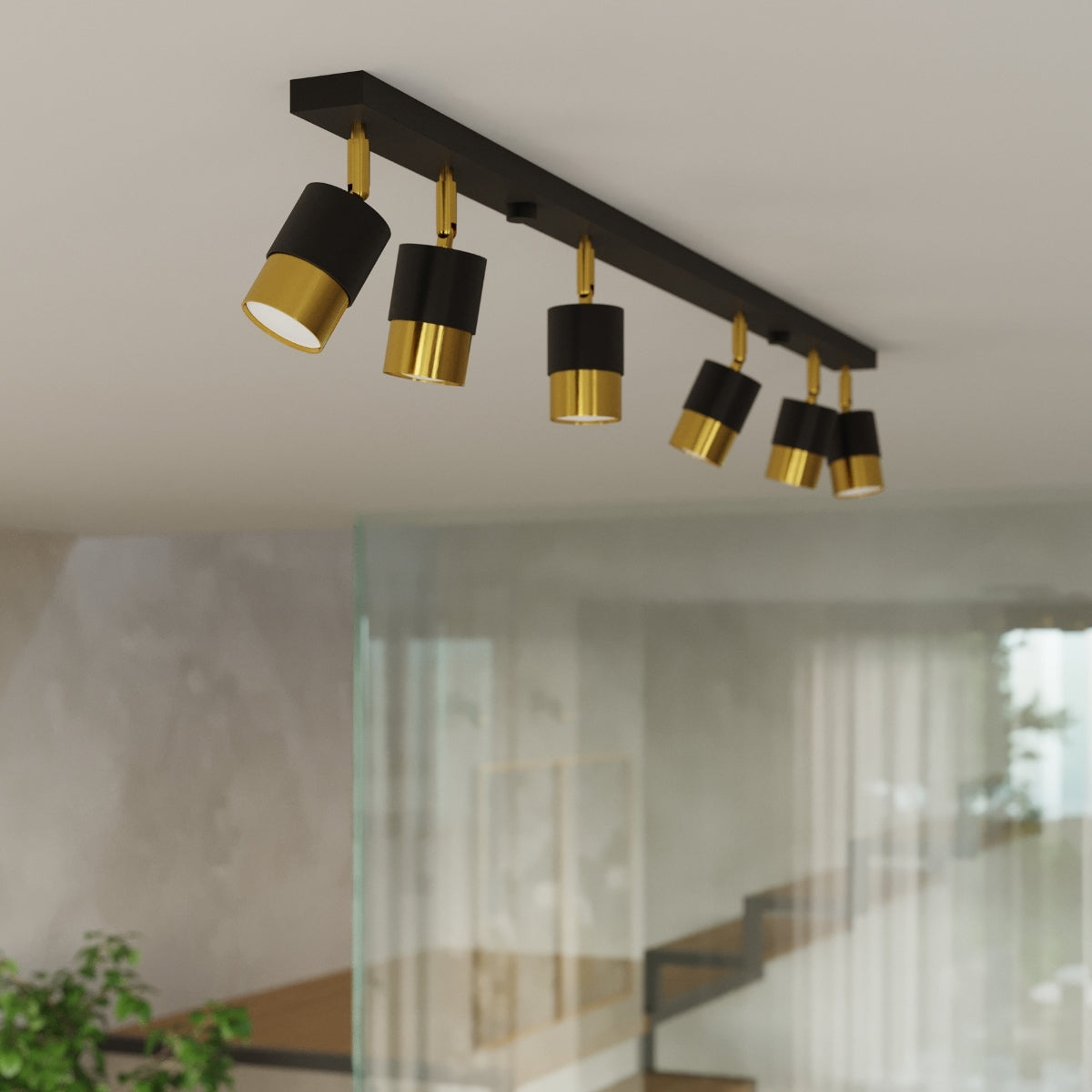 Applique Murale Double Cylindre Orientable Acier Noir/Doré