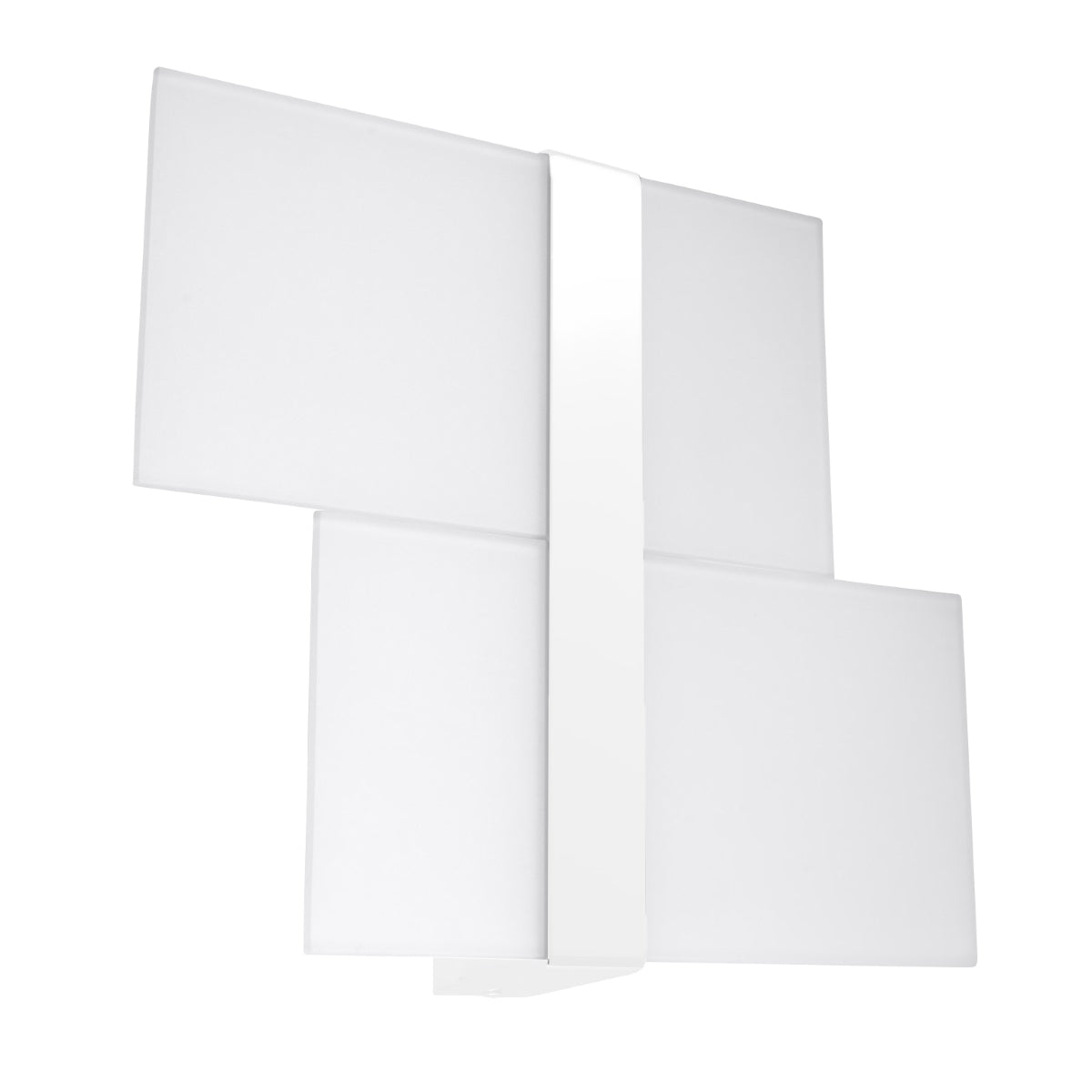 Applique Double Plaque en Verre Blanc, Acier