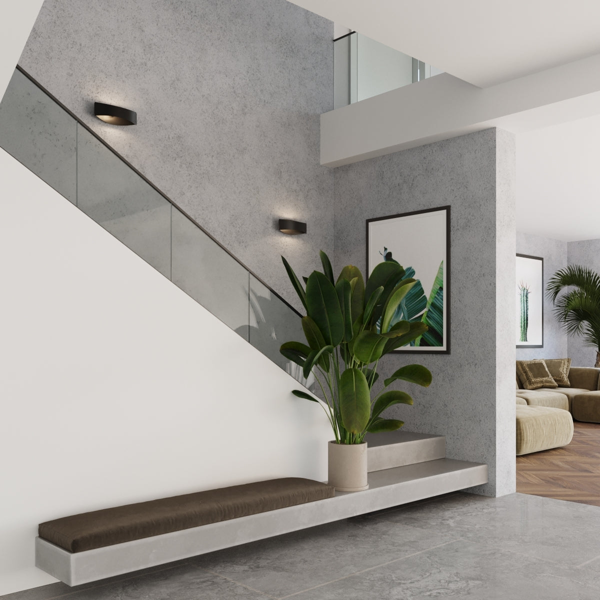 Applique Murale Fluide Ruban Acier Noir