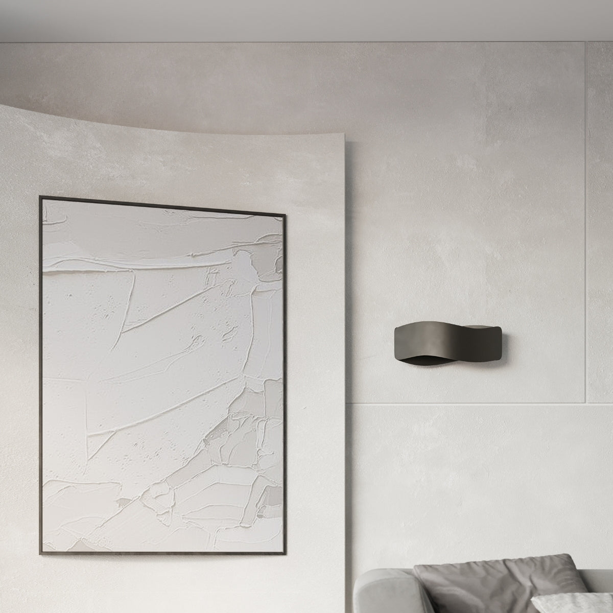 Applique Murale Flux Lumineux 30 Vague Acier Noir