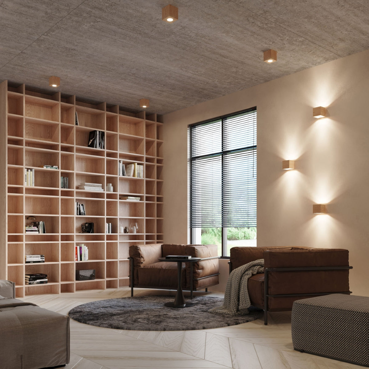 Applique Murale Cube en Bois Naturel