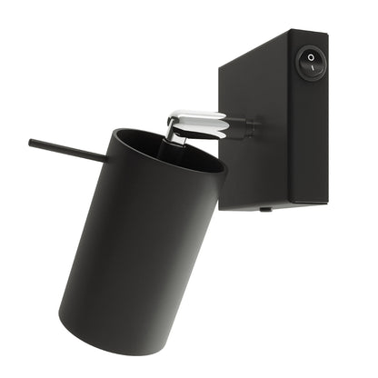Applique Murale Directionnelle LED Noire en Acier, Interrupteur Intégré