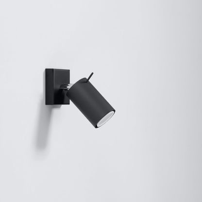 Applique Murale Directionnelle LED Noire en Acier, Interrupteur Intégré