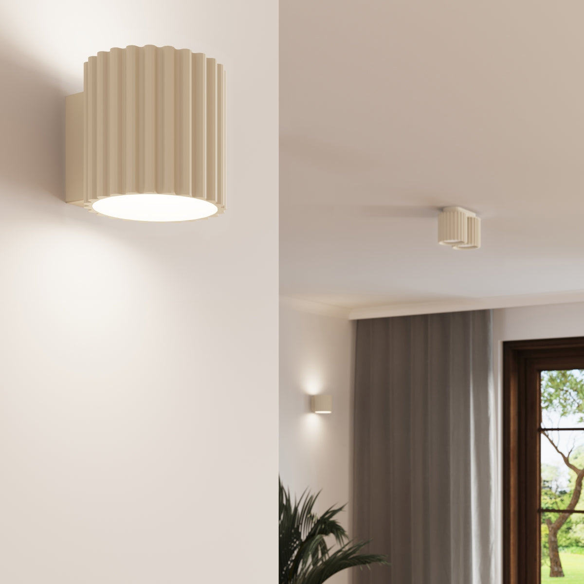 Applique Murale Aura Aluminium Cannelé Beige