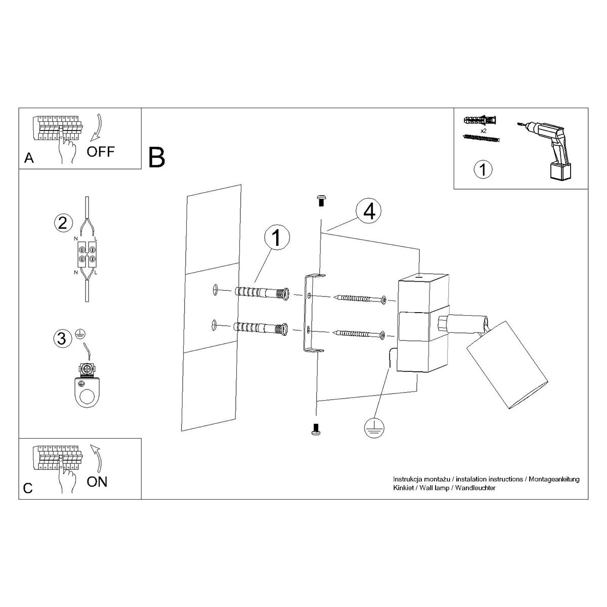 Applique Murale Orientable Bois et Acier Noir