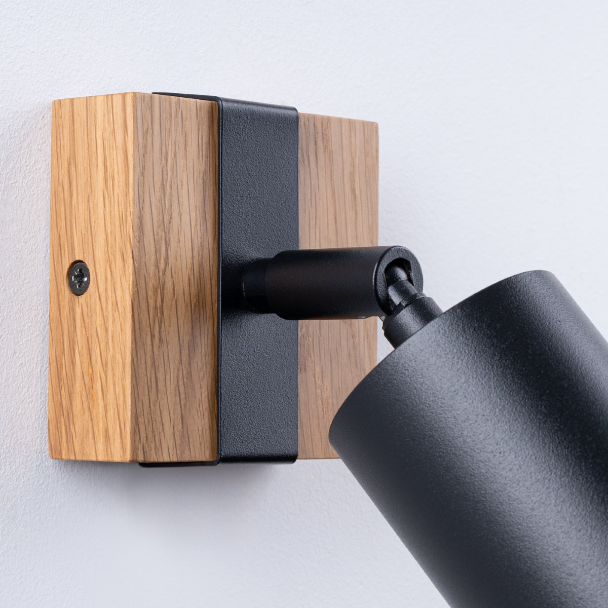 Applique Murale Orientable Bois et Acier Noir