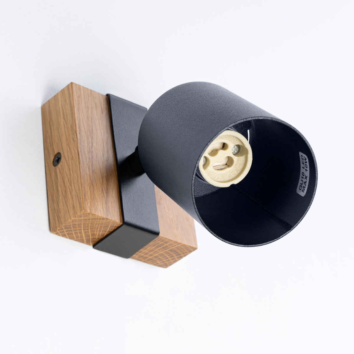 Applique Murale Orientable Bois et Acier Noir