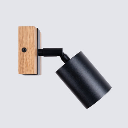 Applique Murale Orientable Bois et Acier Noir
