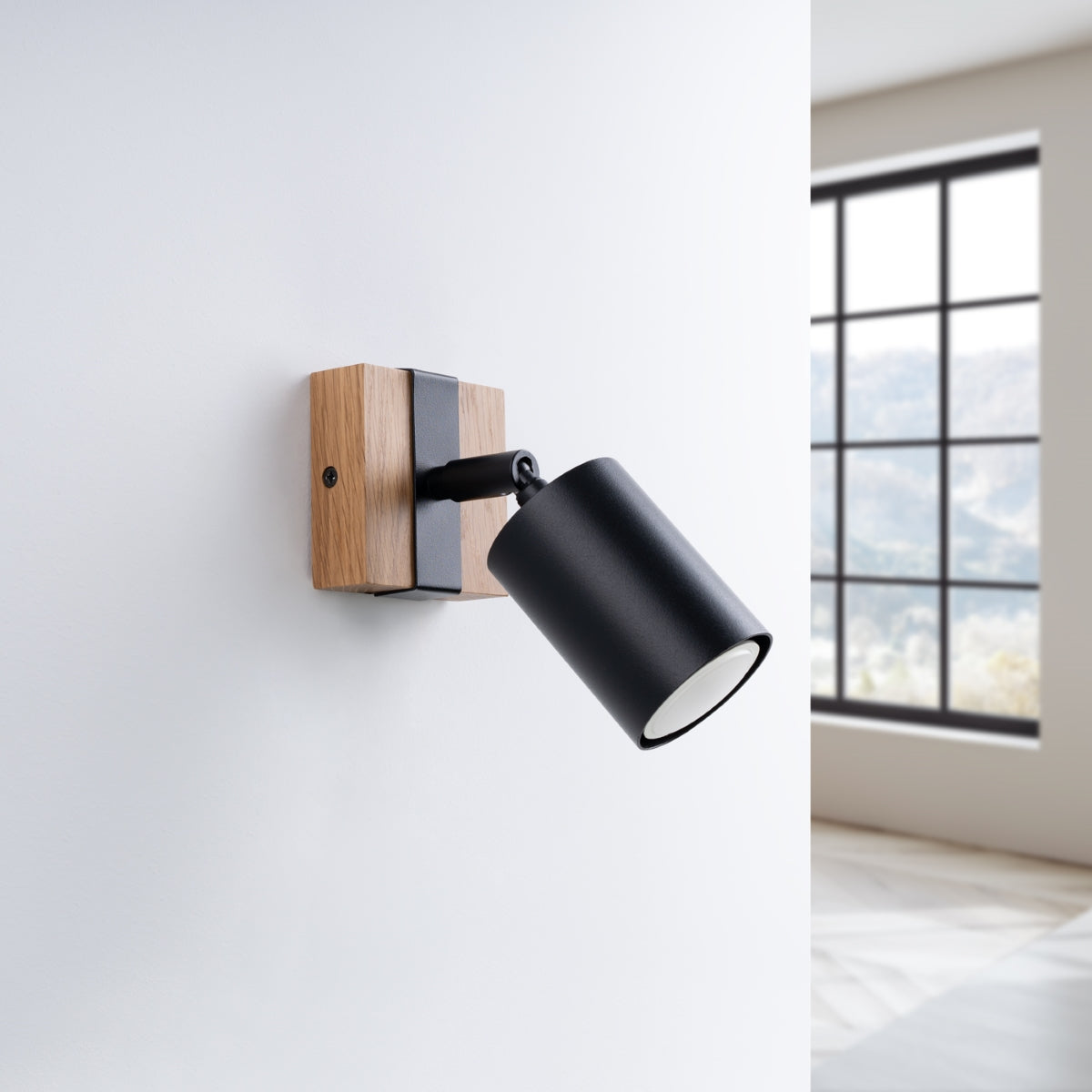 Applique Murale Orientable Bois et Acier Noir