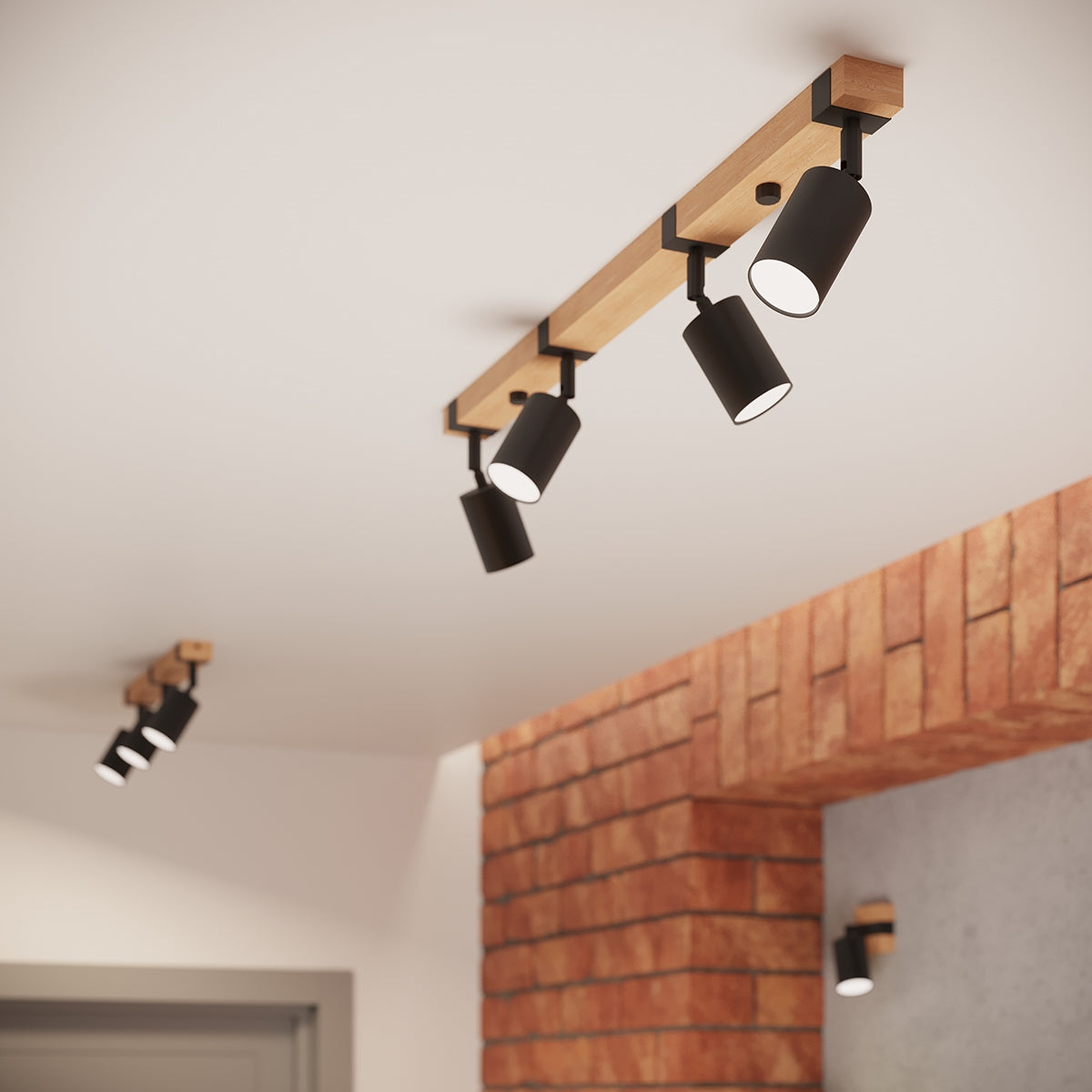 Applique Murale Orientable Bois et Acier Noir