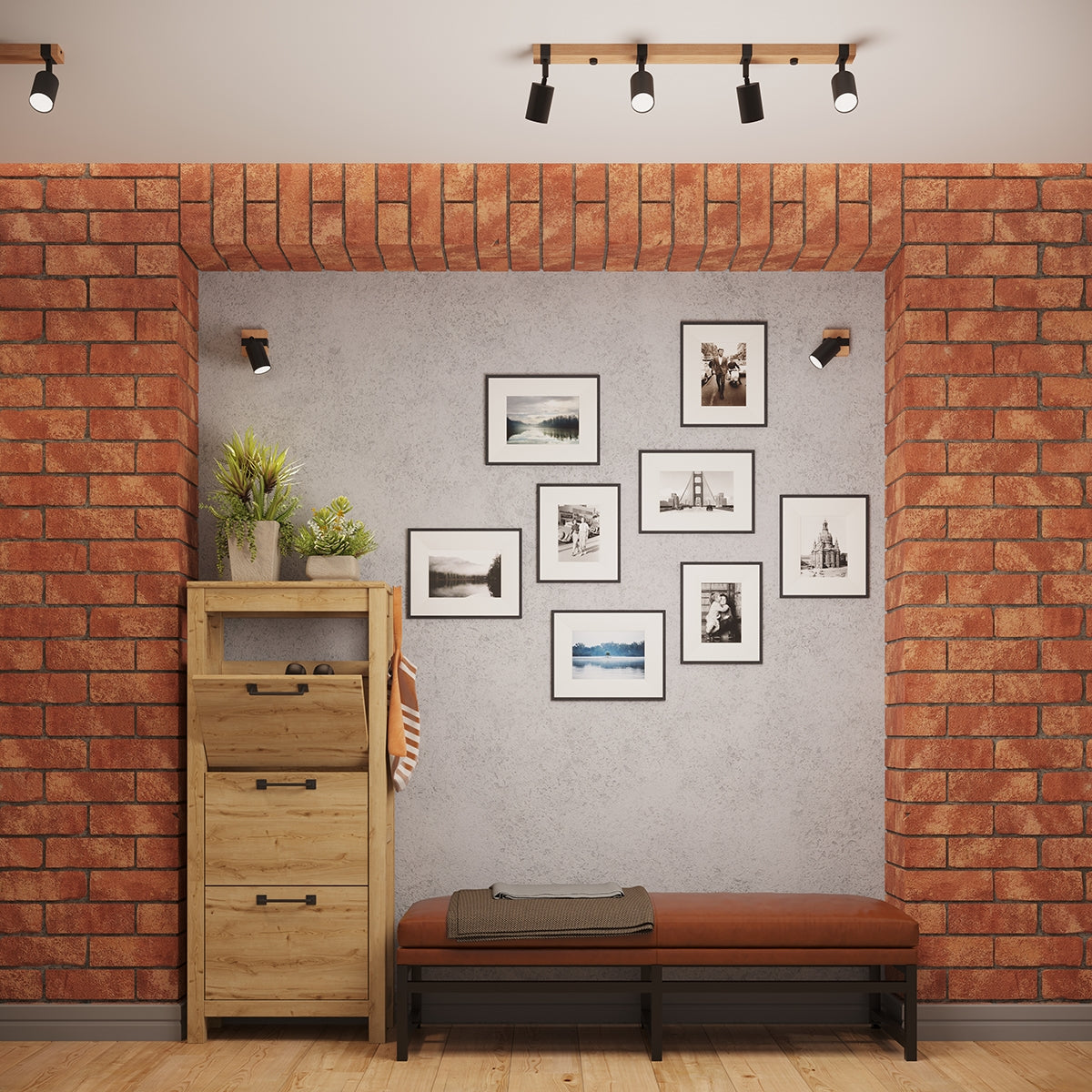 Applique Murale Orientable Bois et Acier Noir
