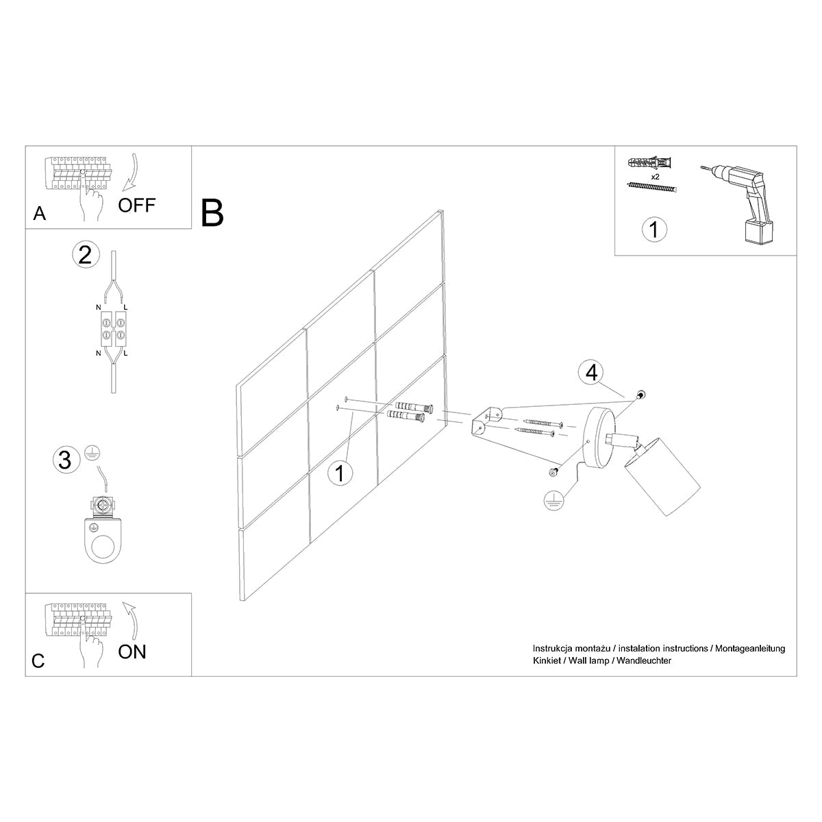 Applique Murale Orientable Bois et Métal Noir, Spot GU10
