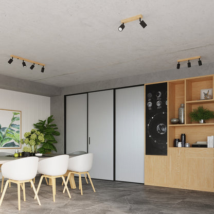 Applique Murale Orientable Bois et Métal Noir, Spot GU10