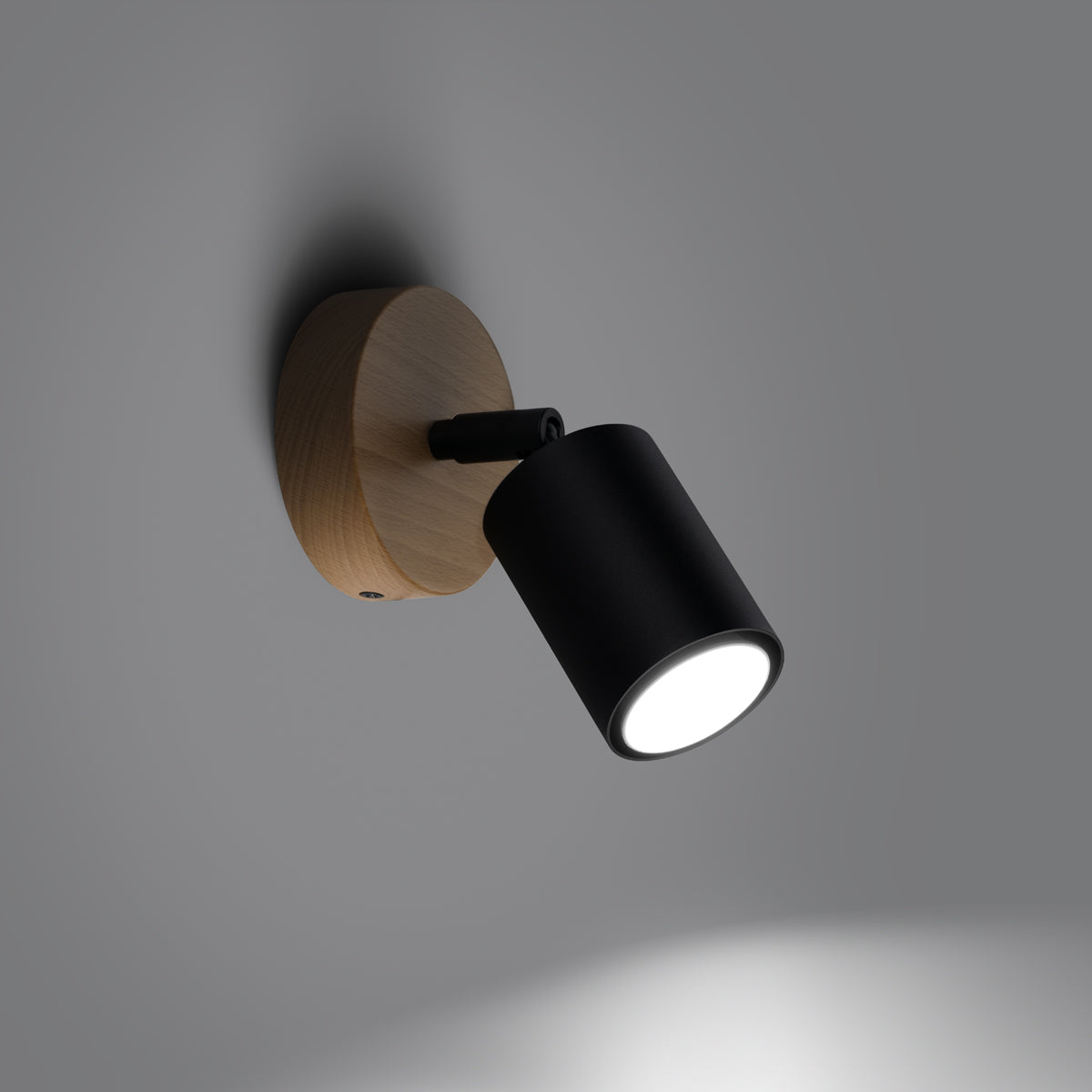 Applique Murale Orientable Bois et Métal Noir, Spot GU10