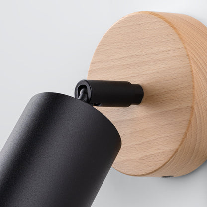 Applique Murale Orientable Bois et Métal Noir, Spot GU10