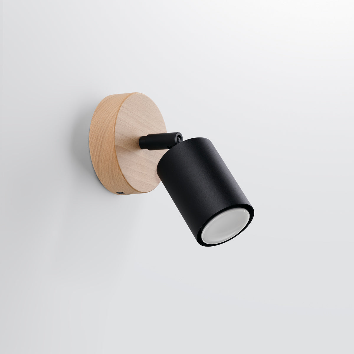 Applique Murale Orientable Bois et Métal Noir, Spot GU10