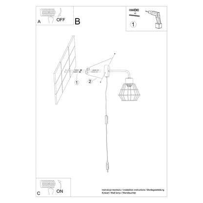Applique Murale Cage Moderne Acier Noir