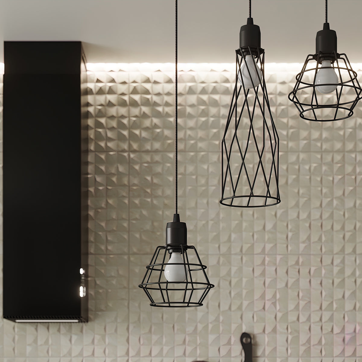 Applique Murale Cage Moderne Acier Noir