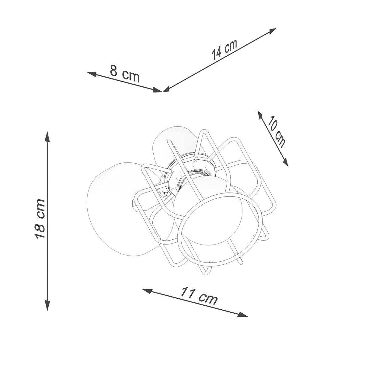 Applique Murale Cage Orientable Acier Noir E14