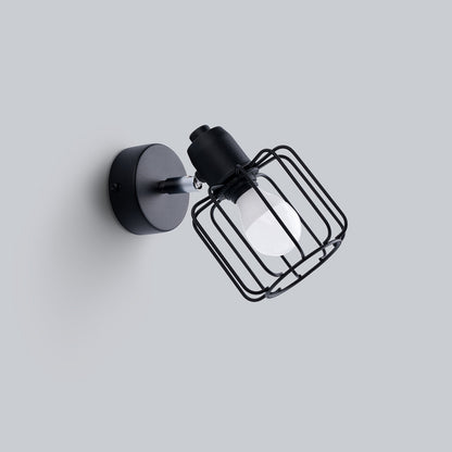 Applique Murale Cage Orientable Acier Noir E14