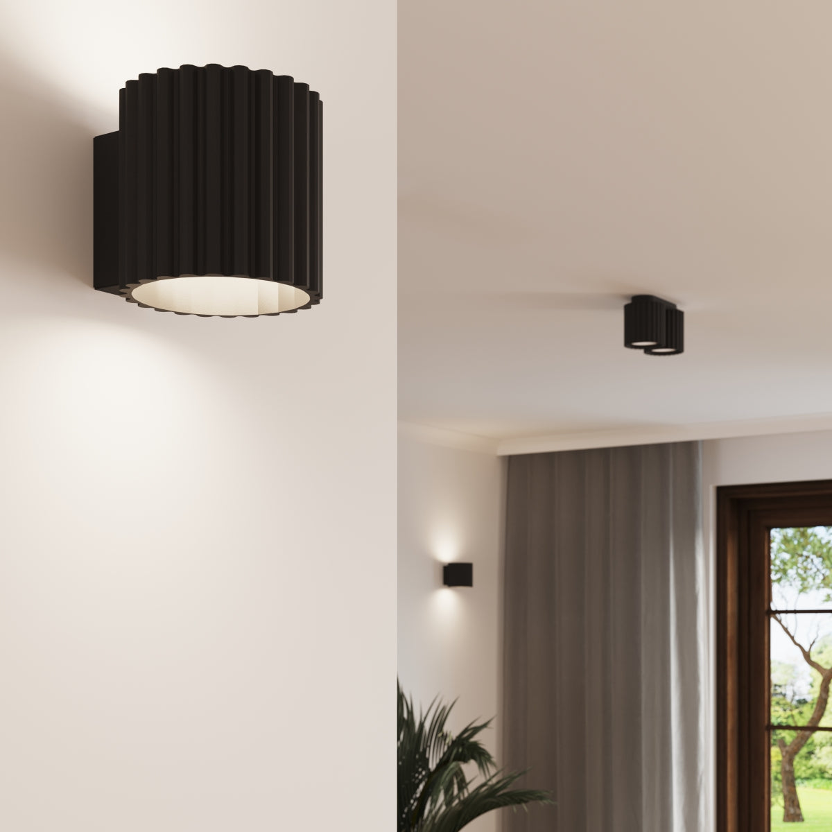 Applique Murale Aura Aluminium Cannelé Noir