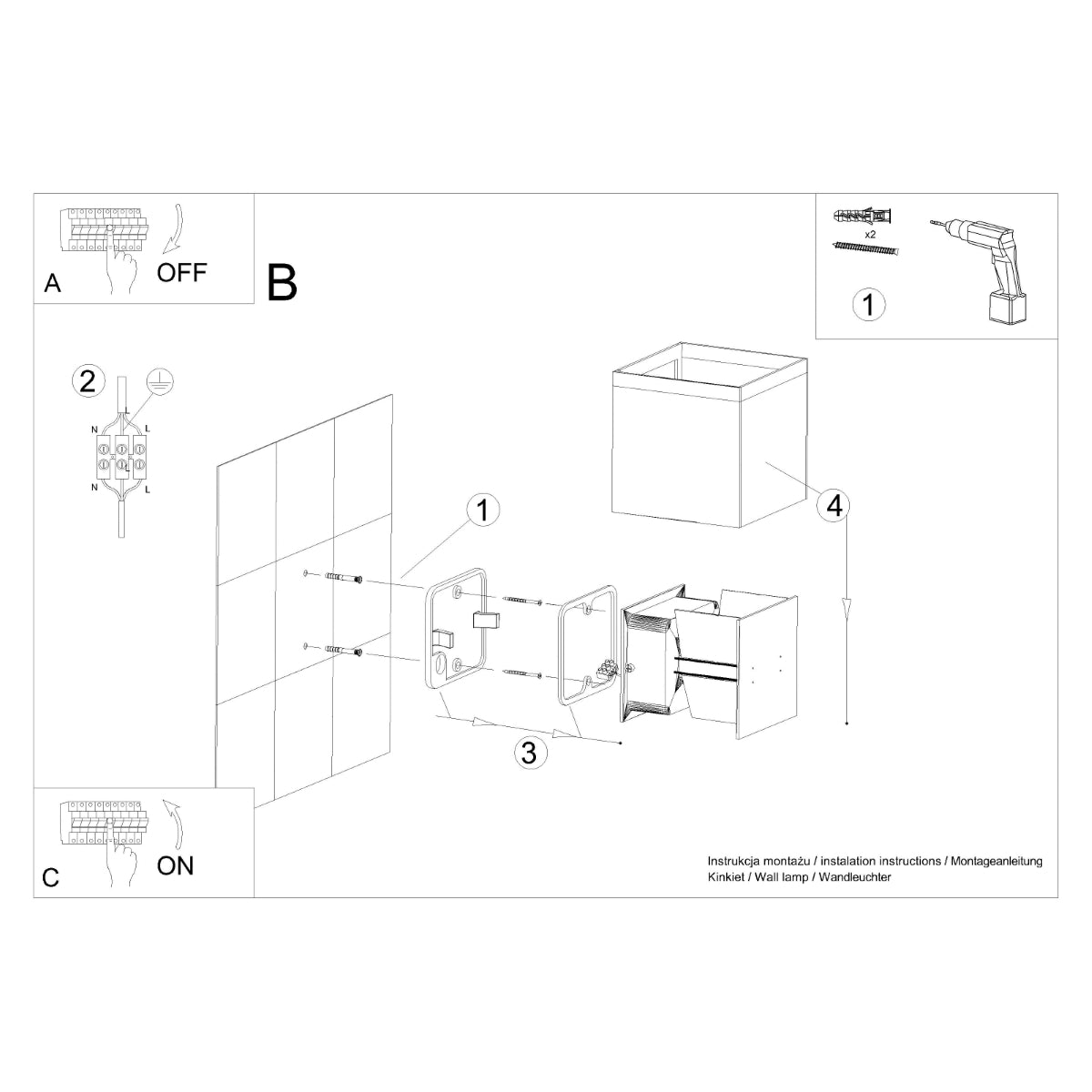 Applique Carré Noire LED IP54