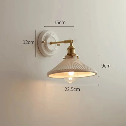 Applique Murale en Céramique Nervurée et Laiton Orientable, Style Vintage