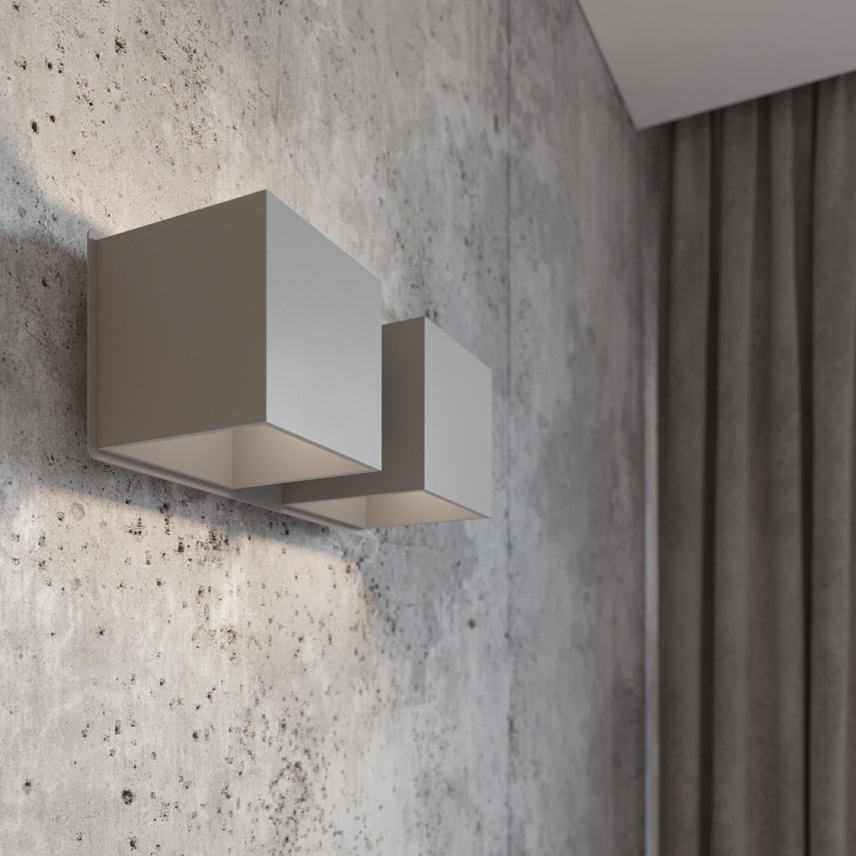 Applique Murale Cube LED 2 Feux Grise