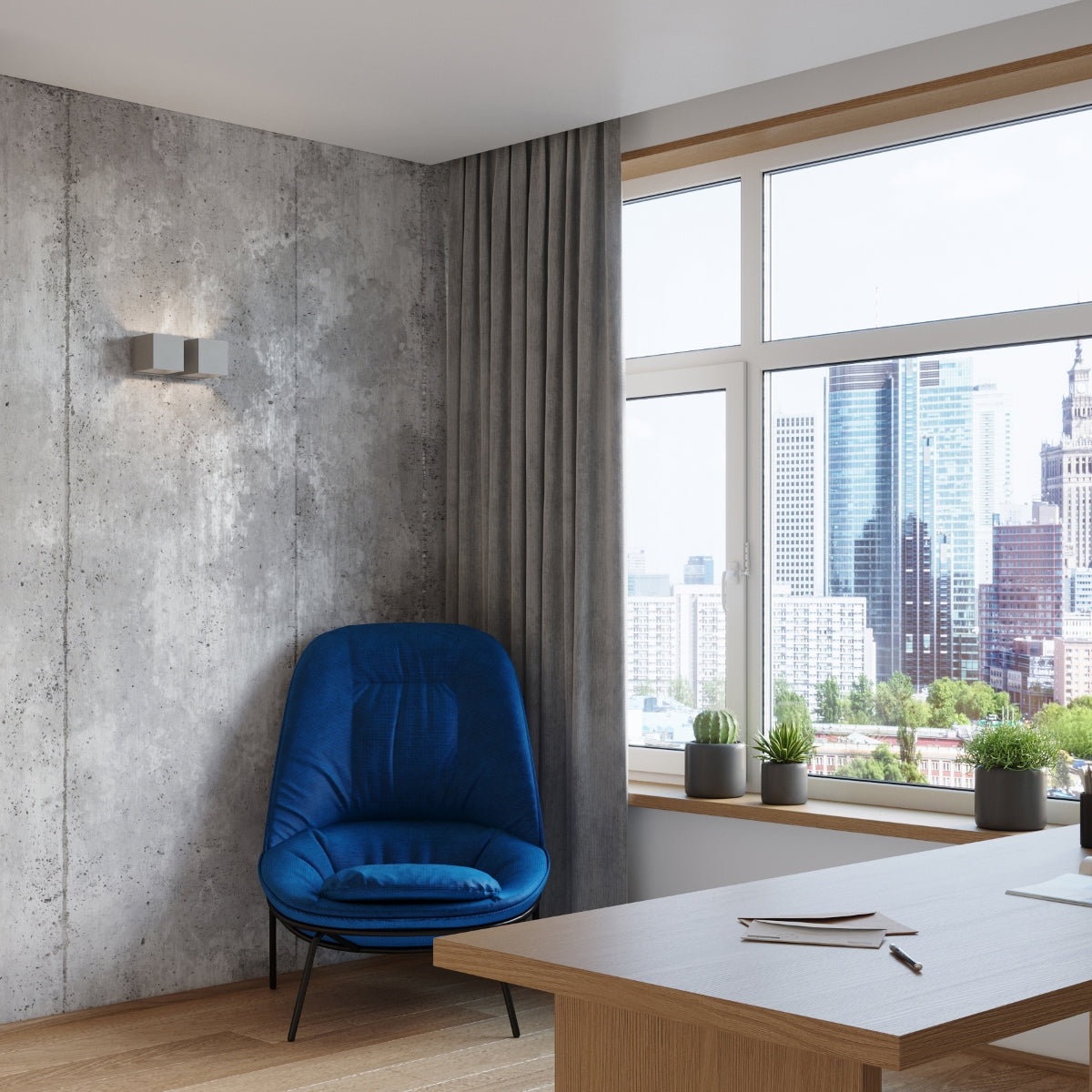 Applique Murale Cube LED 2 Feux Grise