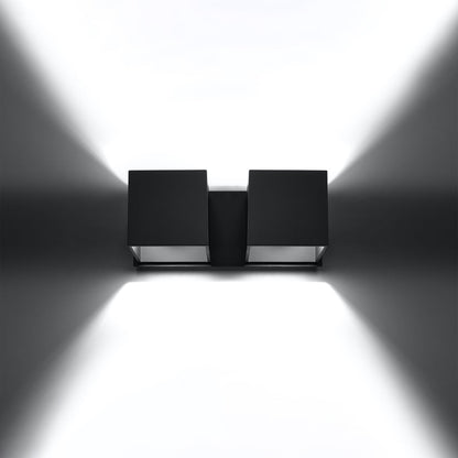 Applique Murale Cube LED 2 Feux Noire