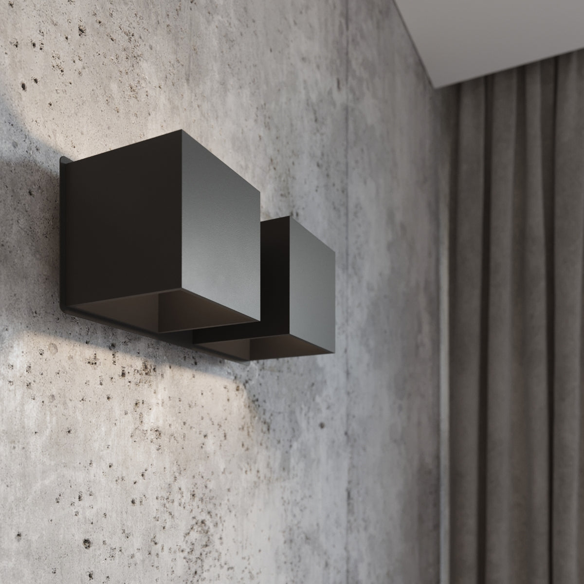 Applique Murale Cube LED 2 Feux Noire