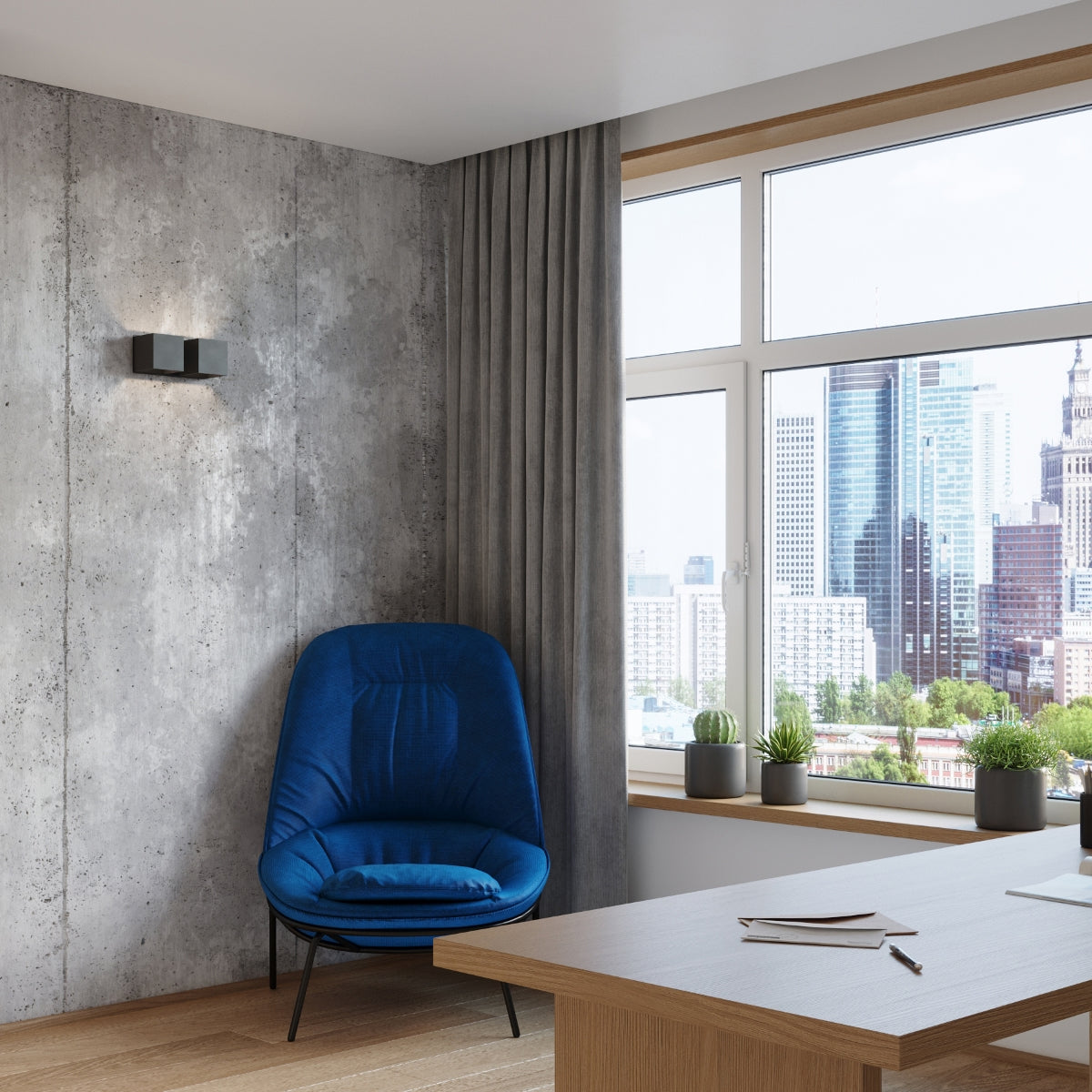Applique Murale Cube LED 2 Feux Noire