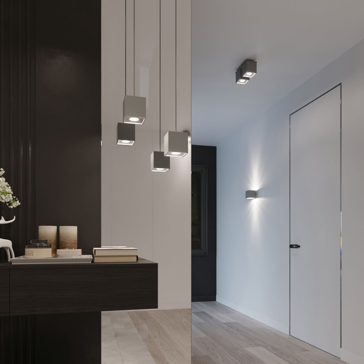 Applique Murale Cube LED Grise