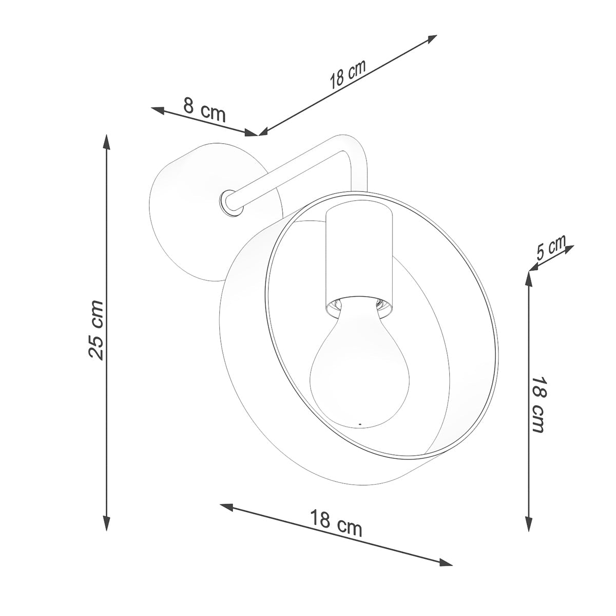 Applique Murale Cyclone Anneau Acier Blanc
