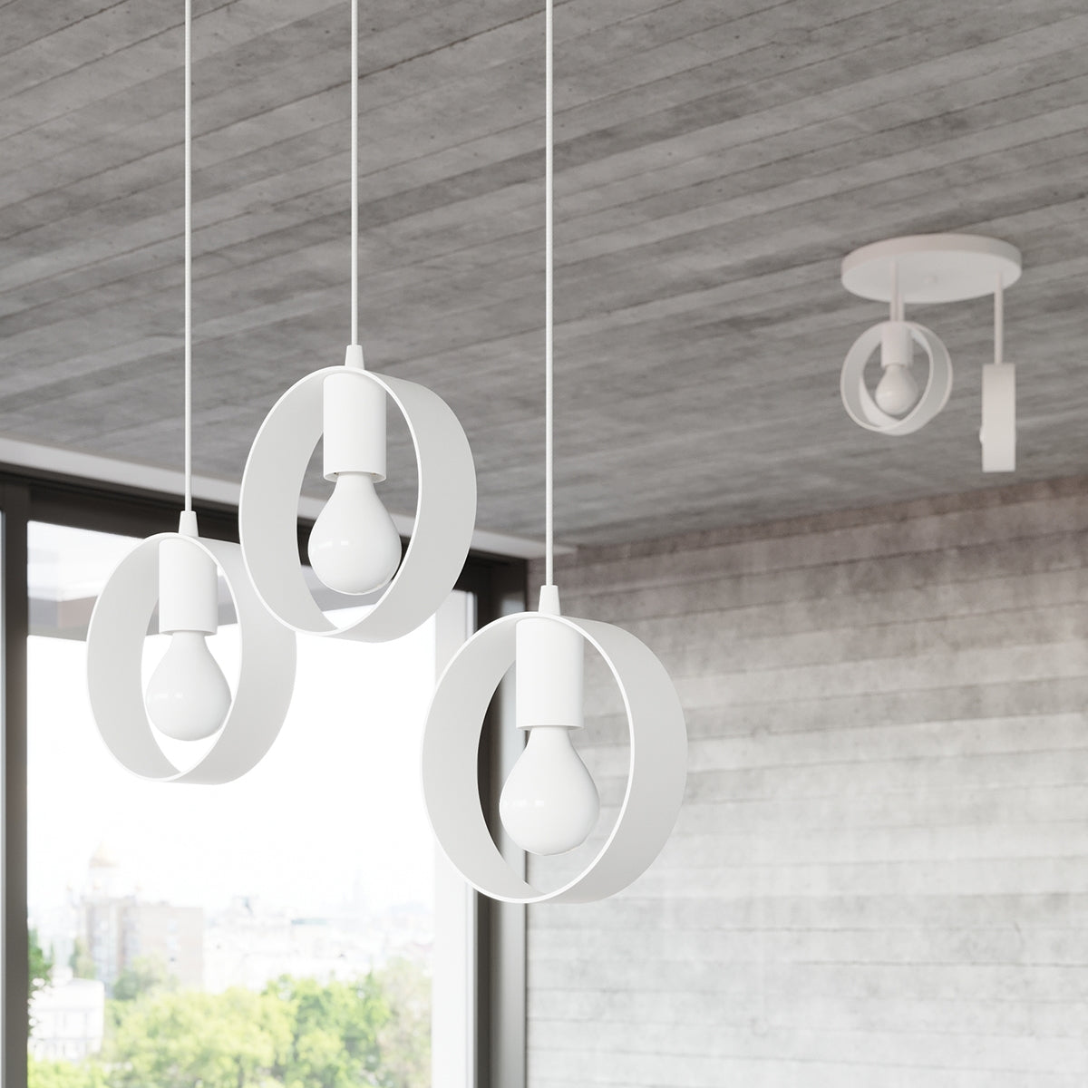 Applique Murale Cyclone Anneau Acier Blanc