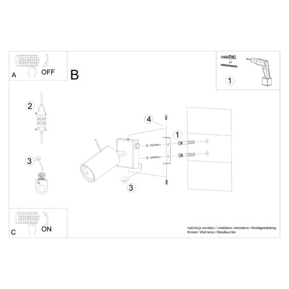 Applique Murale Directionnelle LED Acier Blanc avec Interrupteur
