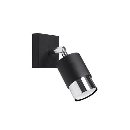 Applique Murale Orientable Double Cylindre Noir et Chrome
