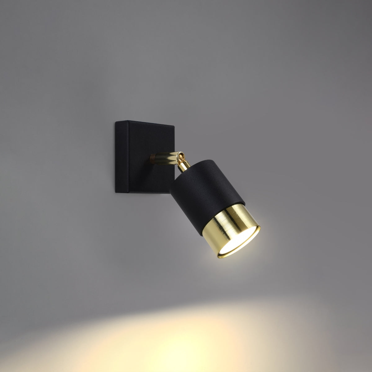 Applique Murale Double Cylindre Orientable Acier Noir/Doré