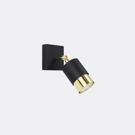 Applique Murale Double Cylindre Orientable Acier Noir/Doré