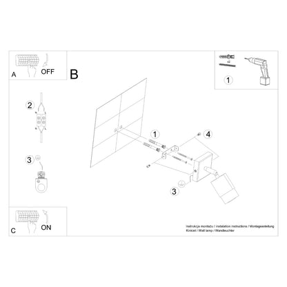 Applique Murale Double Cylindre Orientable Acier Noir/Doré