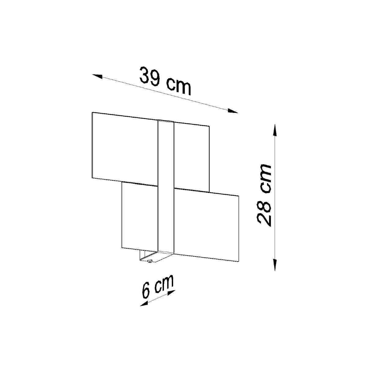 Applique Double Plaque en Verre Blanc, Acier