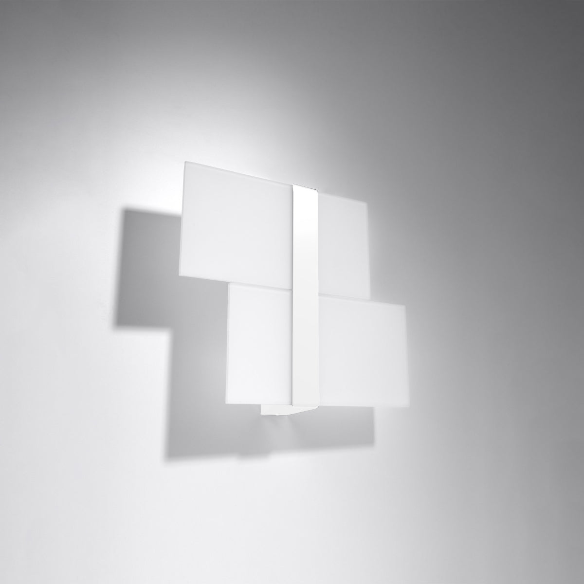 Applique Double Plaque en Verre Blanc, Acier