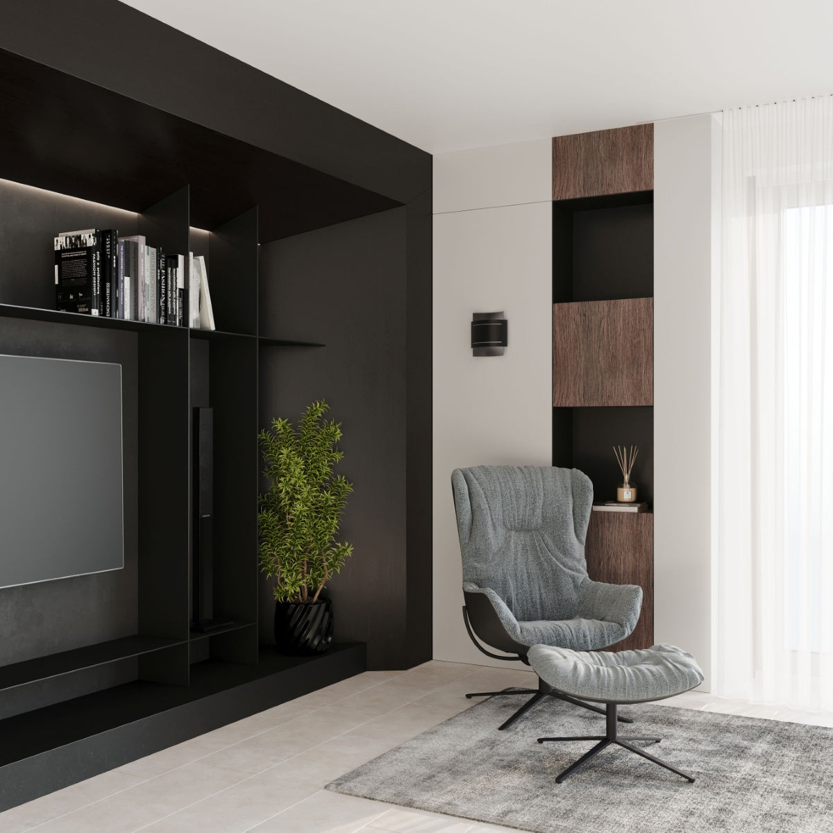 Applique Double Rampe Murale Acier Noir