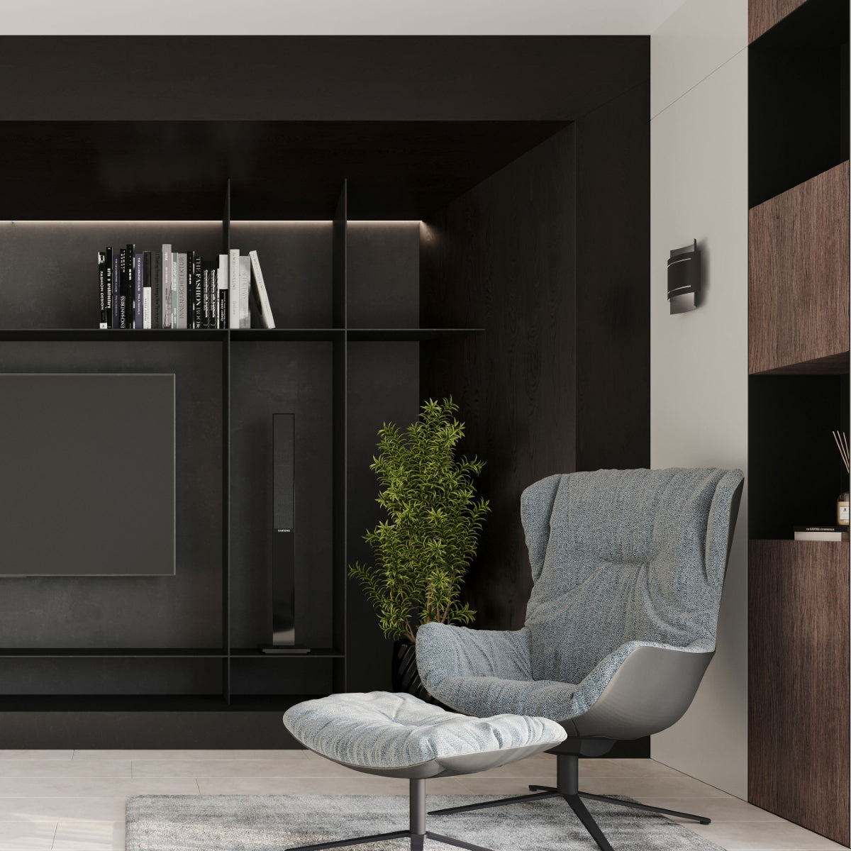 Applique Double Rampe Murale Acier Noir