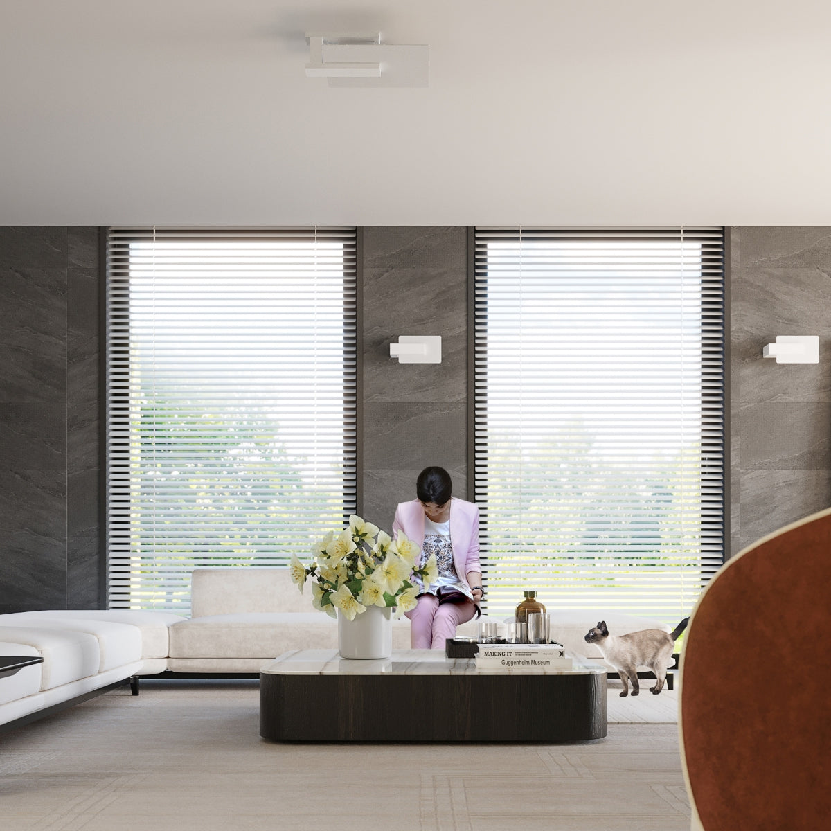 Applique Murale Envol Géométrique Bois Blanc et Verre