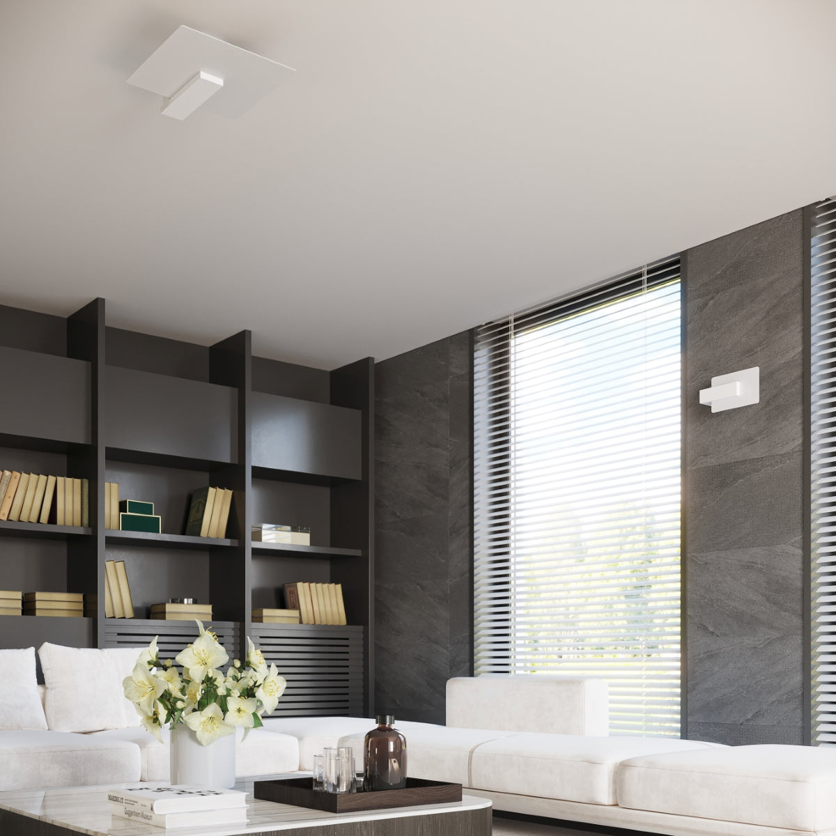 Applique Murale Envol Géométrique Bois Blanc et Verre