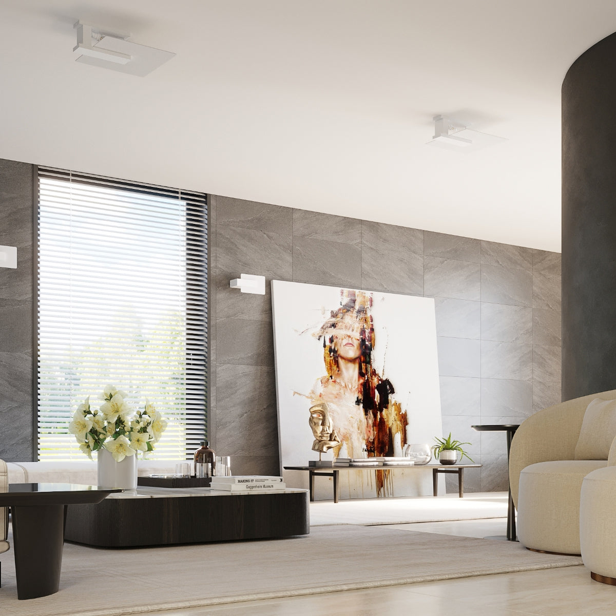 Applique Murale Envol Géométrique Bois Blanc et Verre