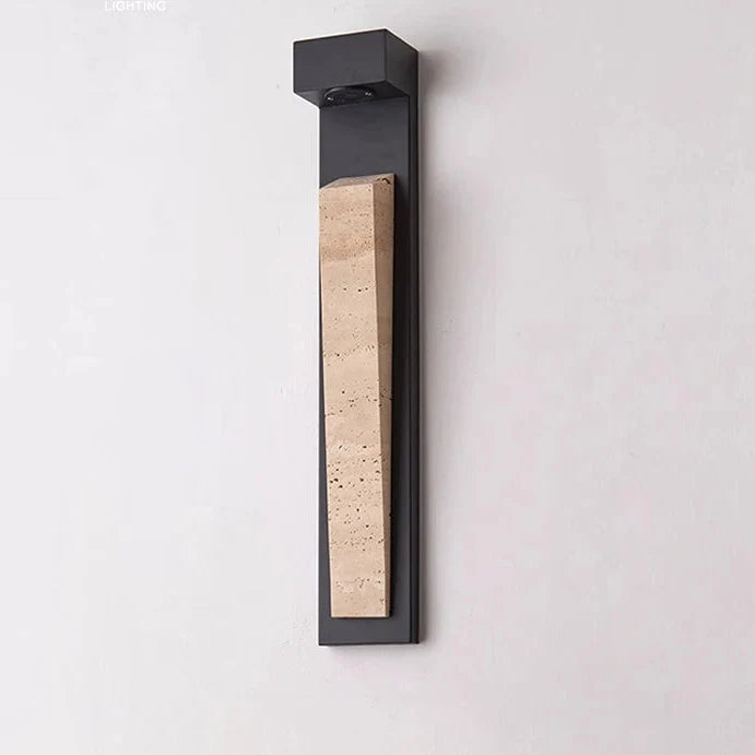 Applique Murale Extérieure Pierre Naturelle et Aluminium Noir