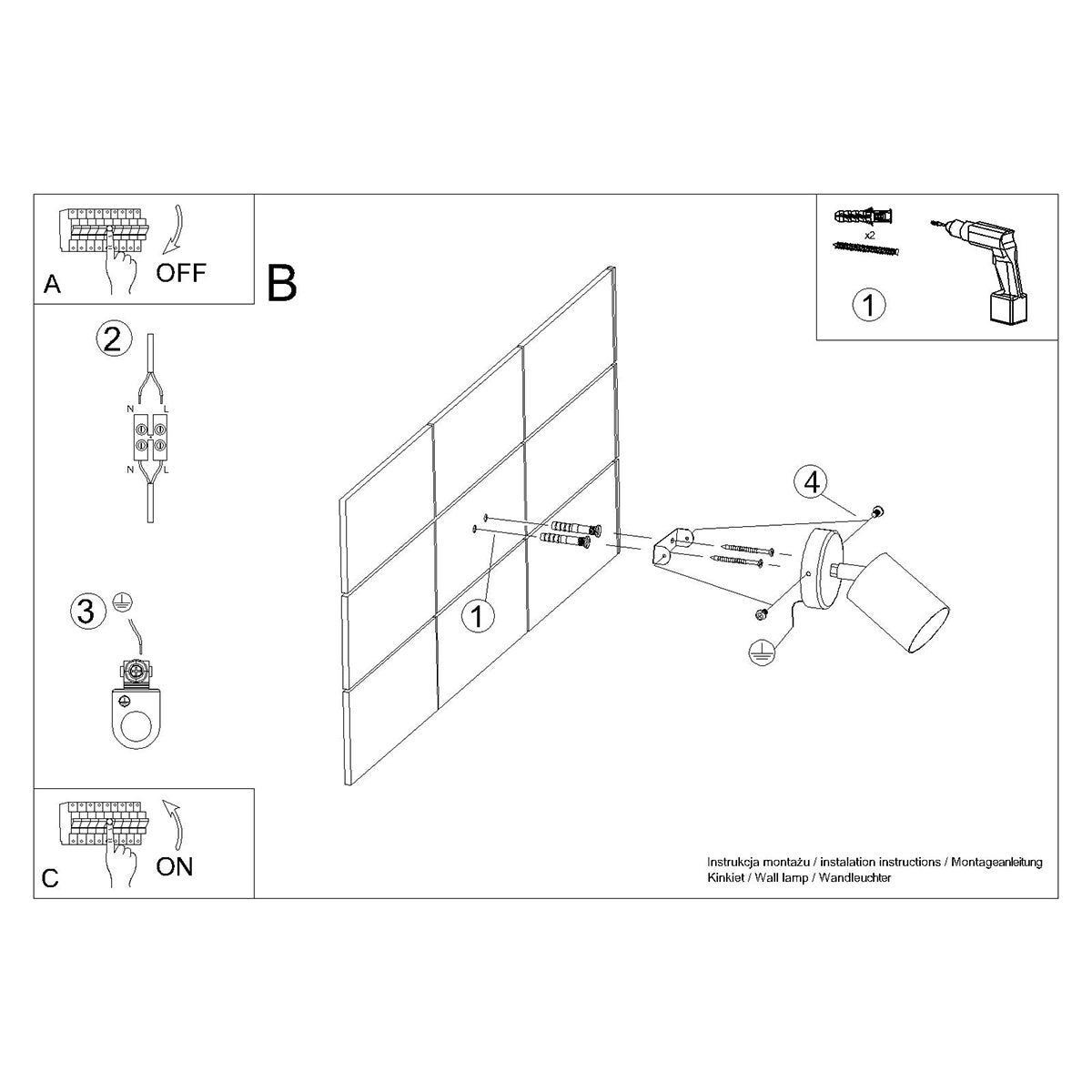 Applique Murale Focus Moderne Spot Orientable Acier Noir