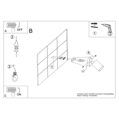 Applique Murale Focus Moderne Spot Orientable Acier Noir
